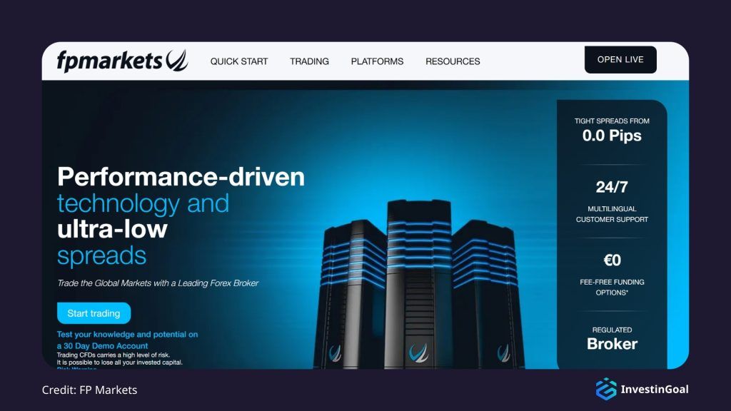 General View of the FP Markets Homepage