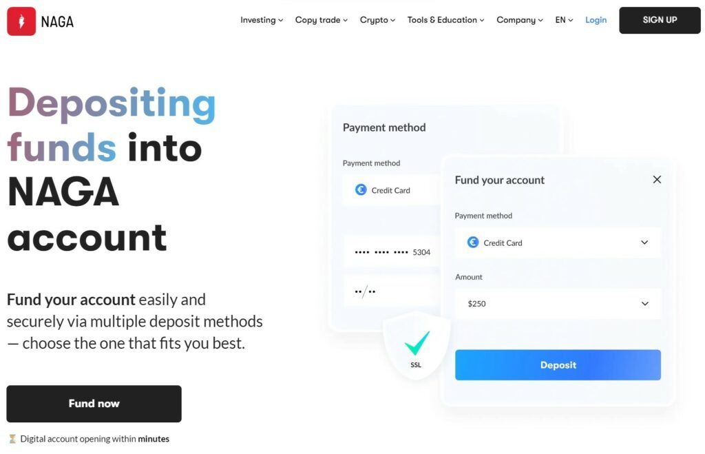 Deposit your funds into Naga account