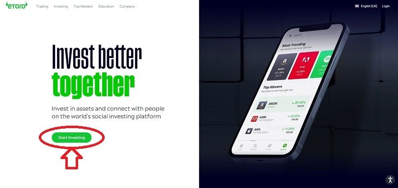 etoro homepage start investing button