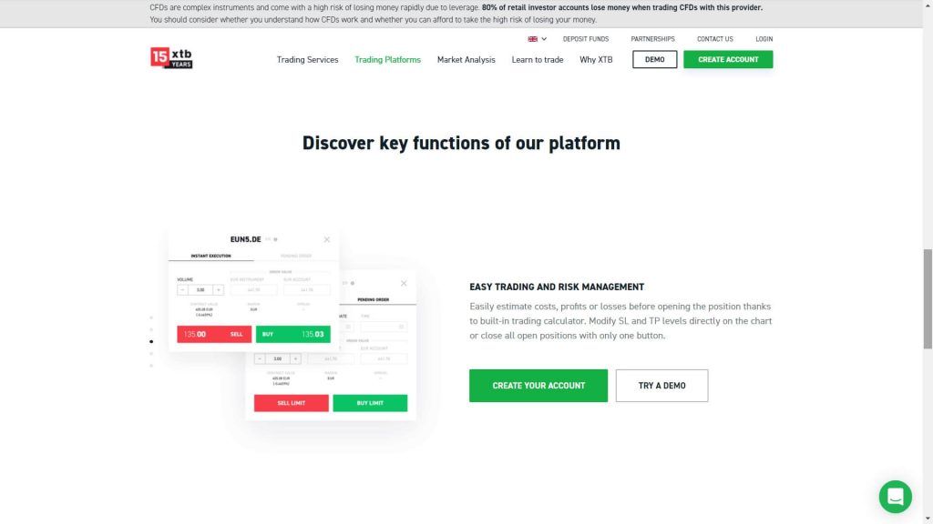 xtb platforms features webpage