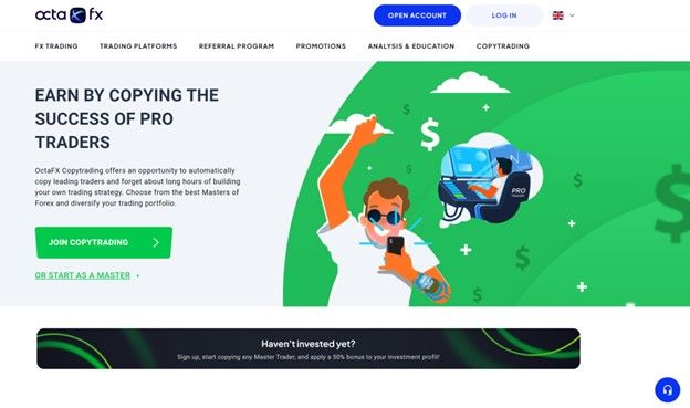 Copy trading service at OctaFX