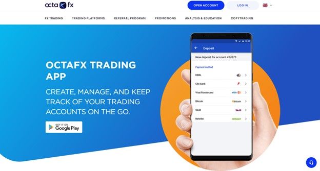 The OctaFX App for mobile trading