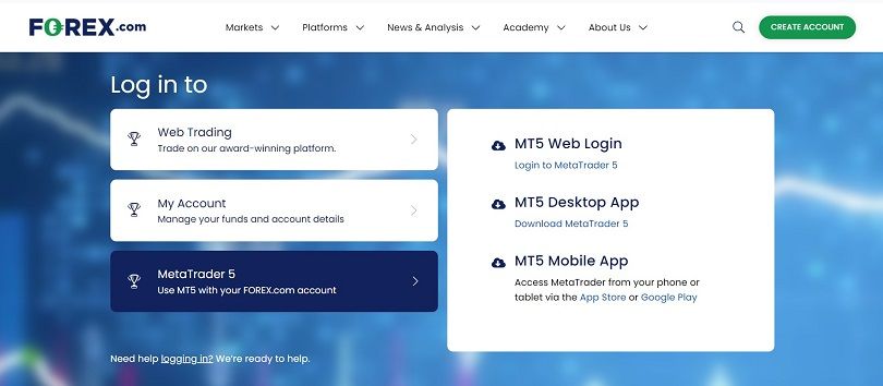 forex.com choose a platform to login