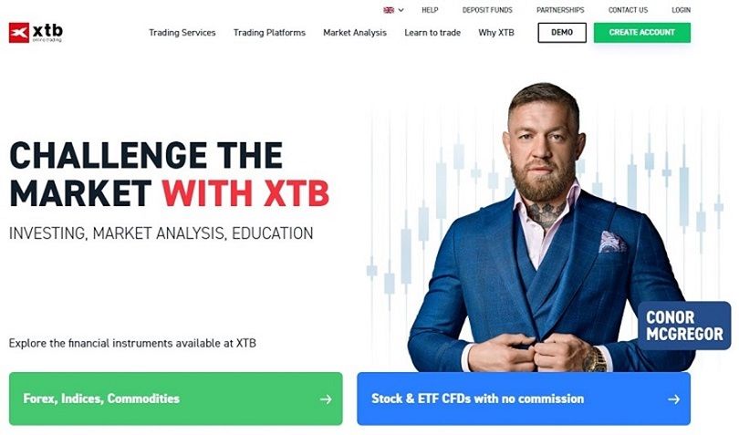 Open your XTB demo account from the homepage