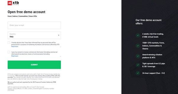 Open your XTB demo account