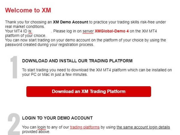 Download the platform for your XM demo account