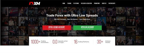 Open your XM demo account from the homepage