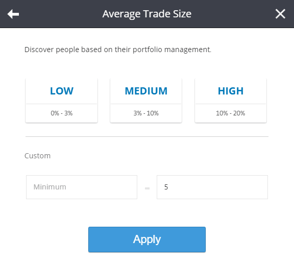 etoro average trade size filter