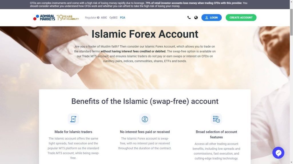 admiral markets swap free account