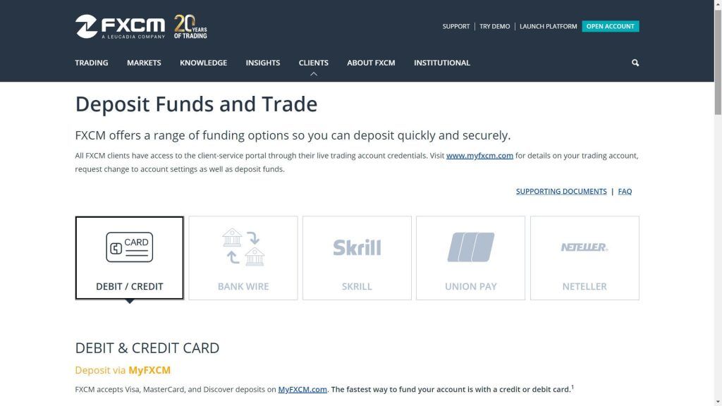 fxcm list of available deposit methods