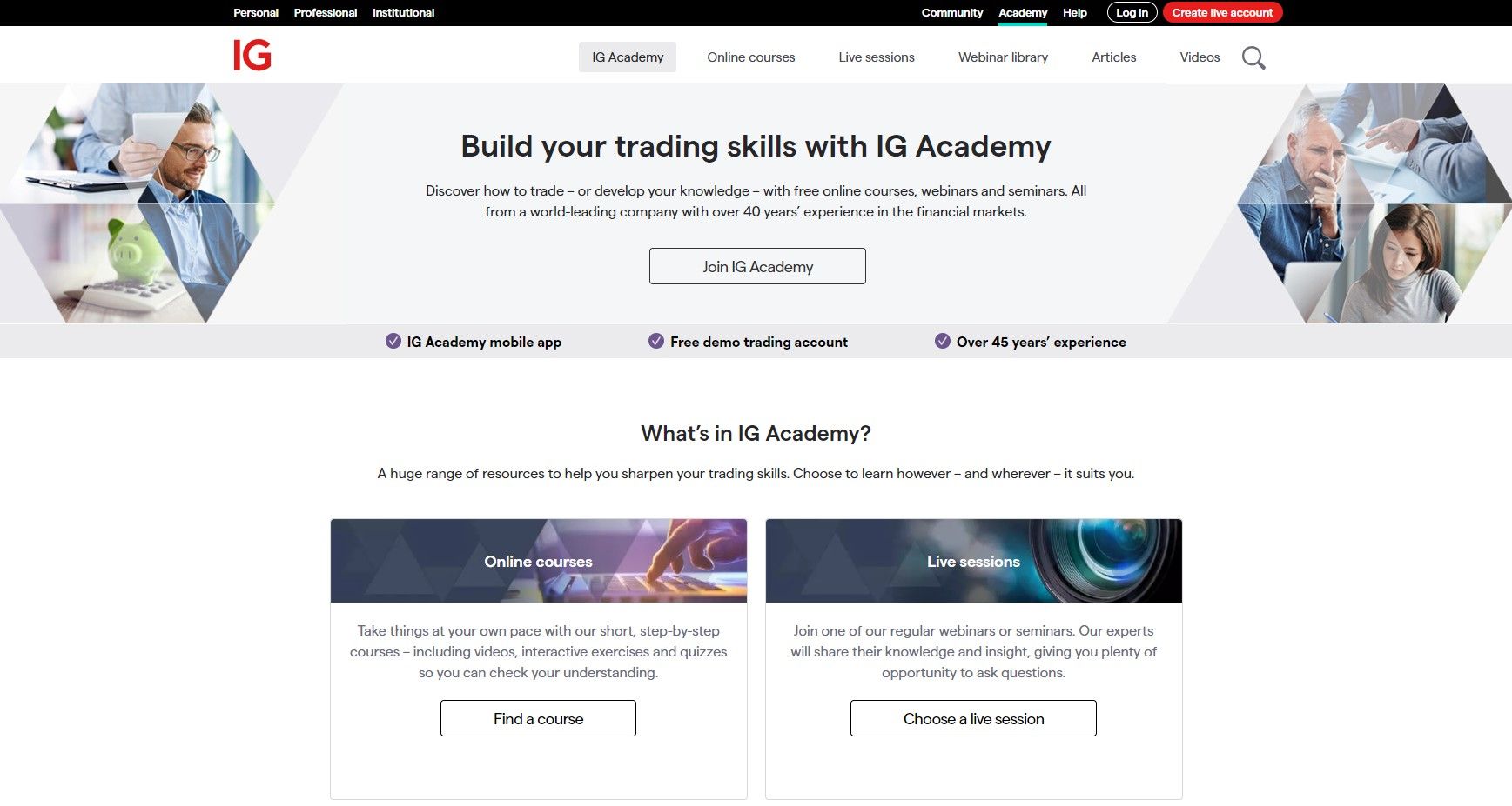 IG Markets IG Academy to learn trading