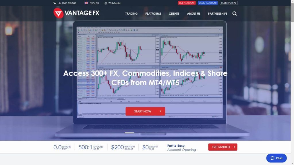 vantage website homepage