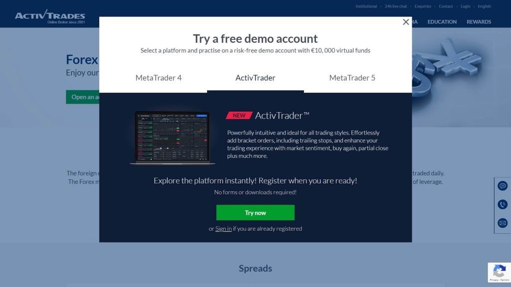 Activtrades demo account opening window