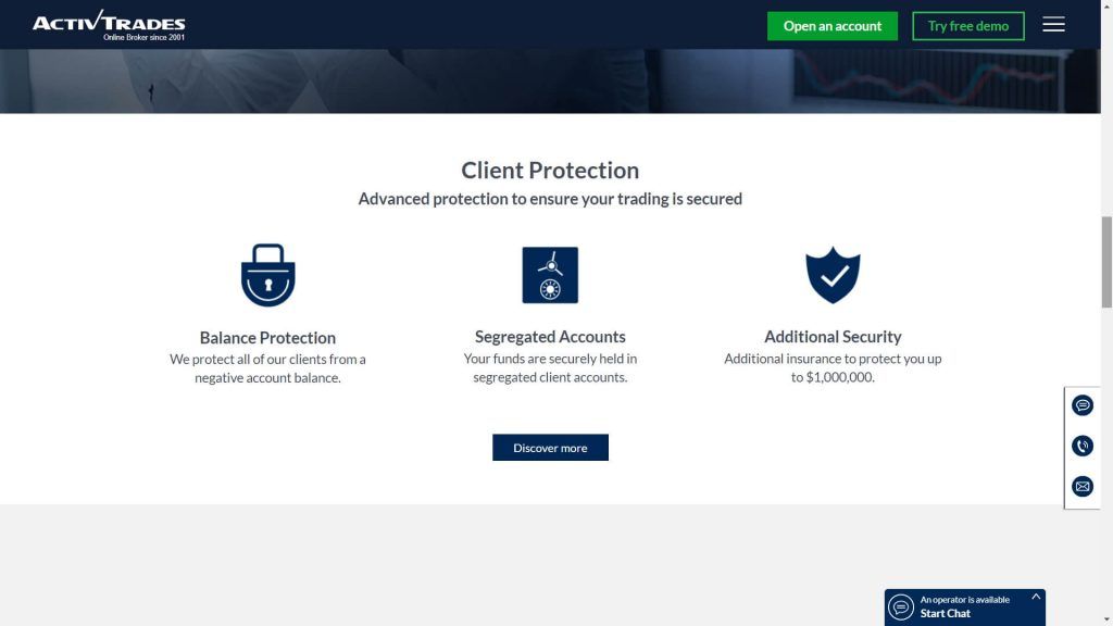 Activtrades fund safety webpage