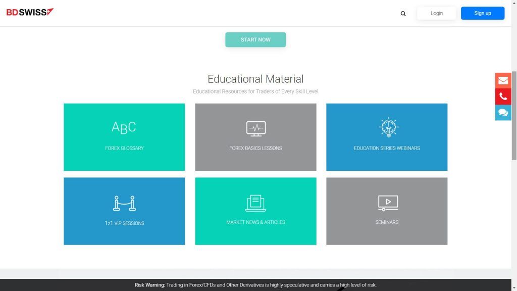 bdswiss educational material webpage