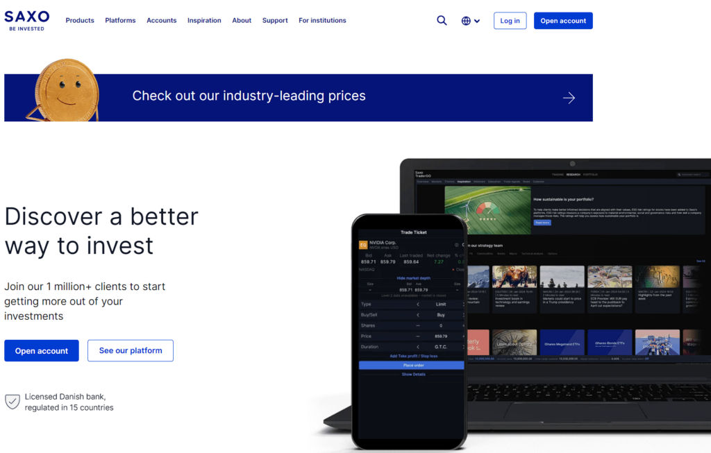 Saxo (former Saxo Bank) website homepage