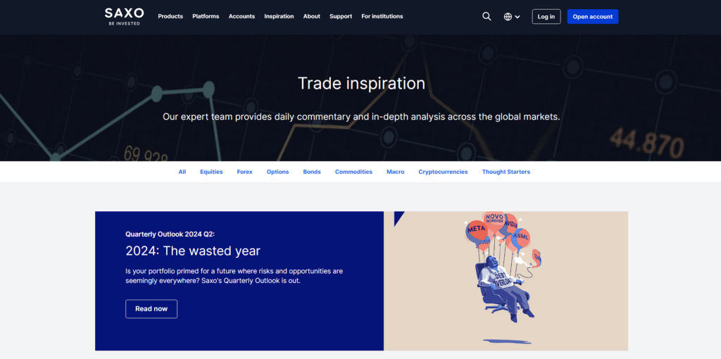Saxo broker market analysis Insights page