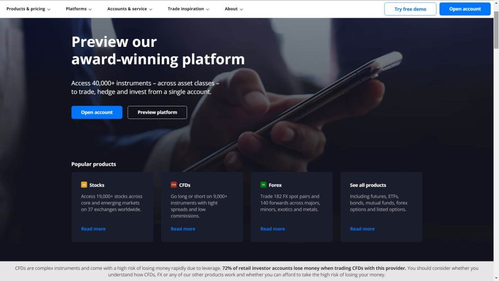Saxo Bank website homepage