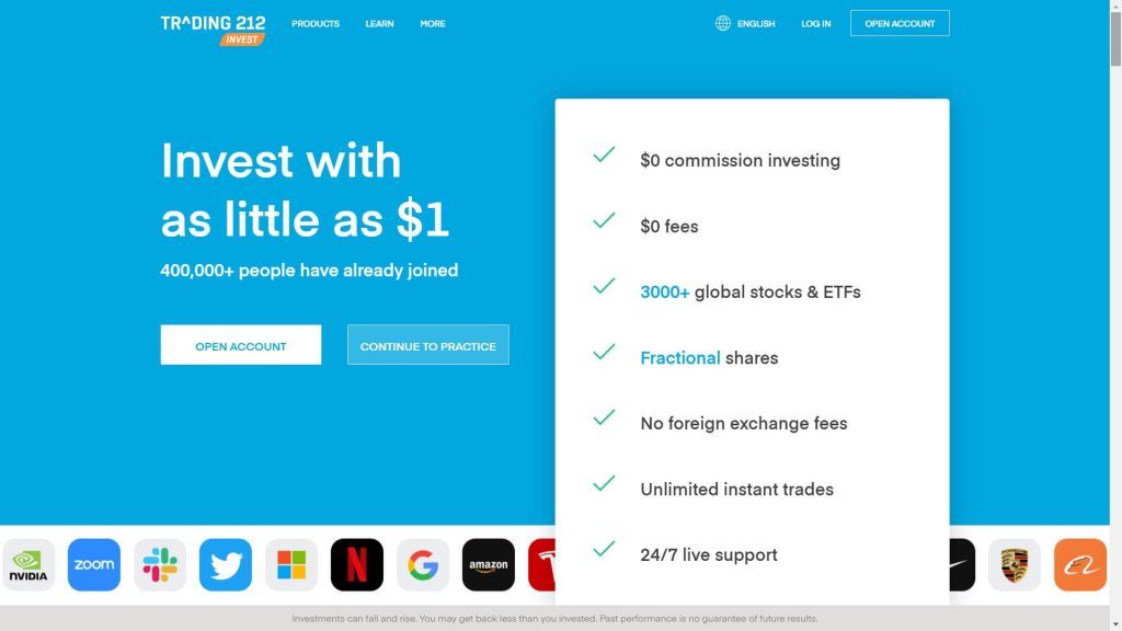 trading 212 invest isa account features
