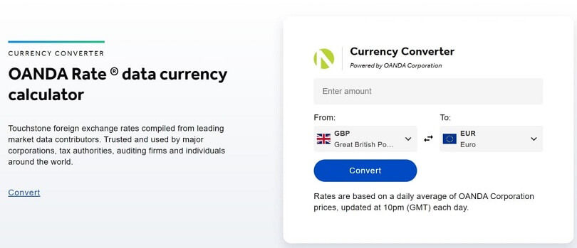 Oanda Rate is the broker's currency converter available to all its clients