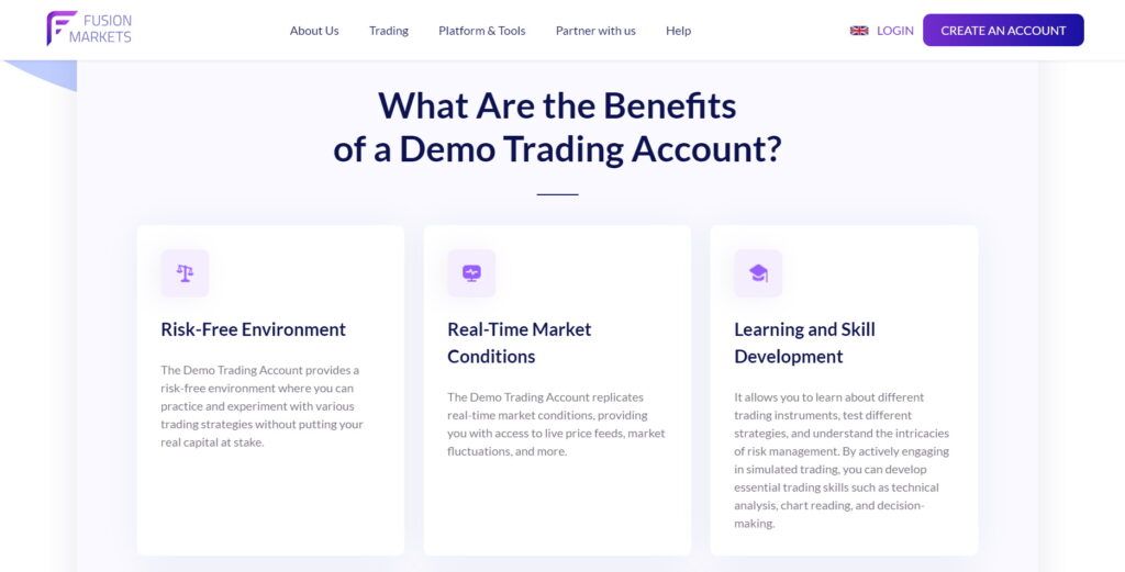 Fusion Markets demo account