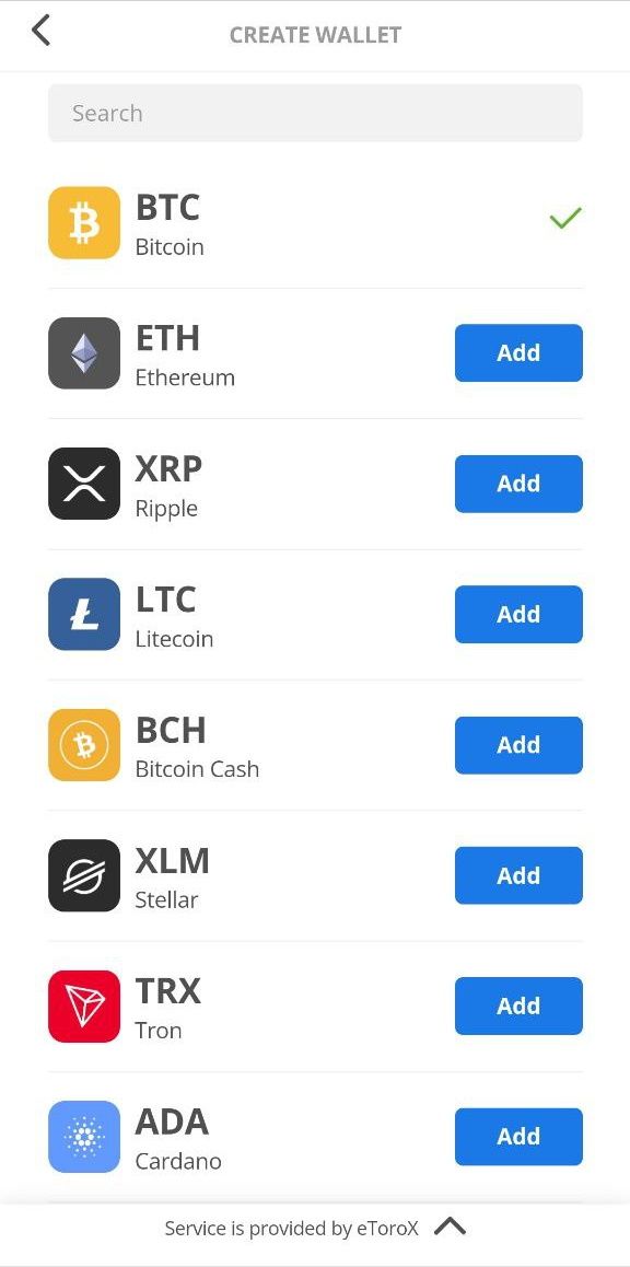 available cryptos on eToro money