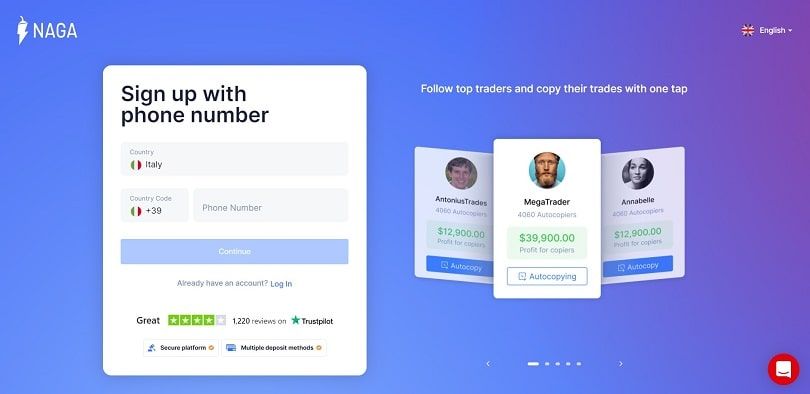 naga demo registration page