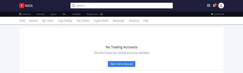 naga open demo account button