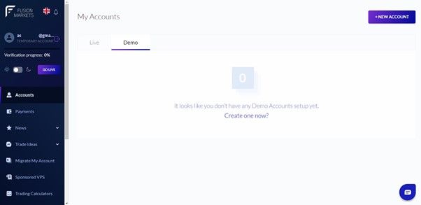 Create your demo account with Fusion Markets
