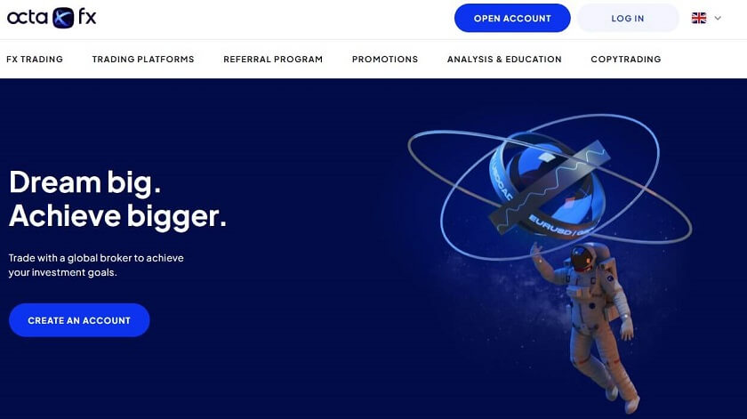 The OctaFX homepage