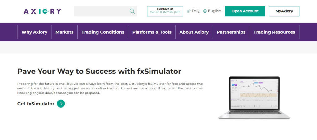 With Axiory you can access also to the fxSimulator