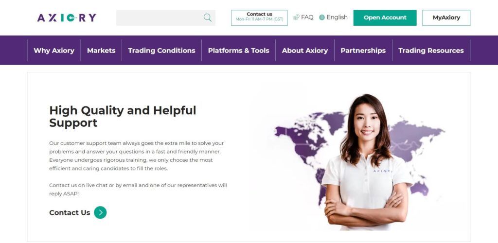 You can easily contact the Axiory support team for any help you might need