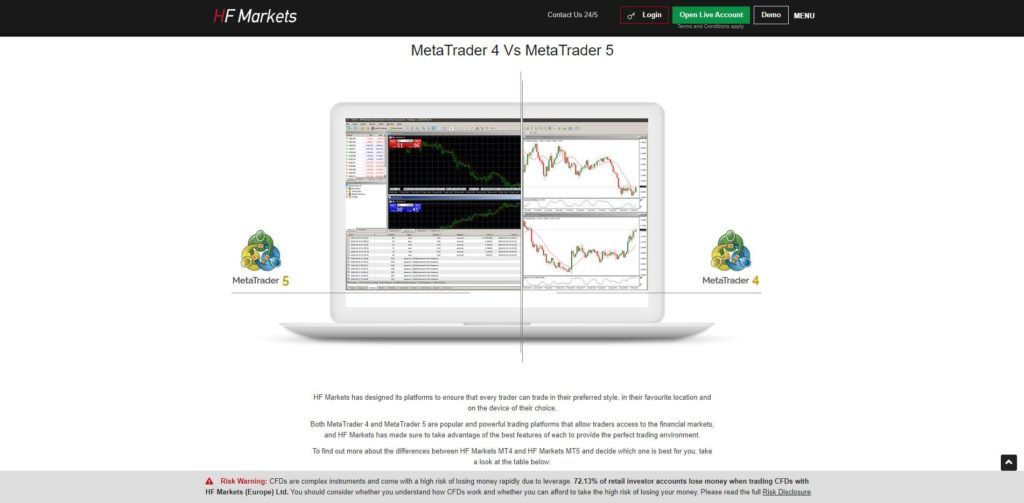 hf markets mt4 and mt5 comparison