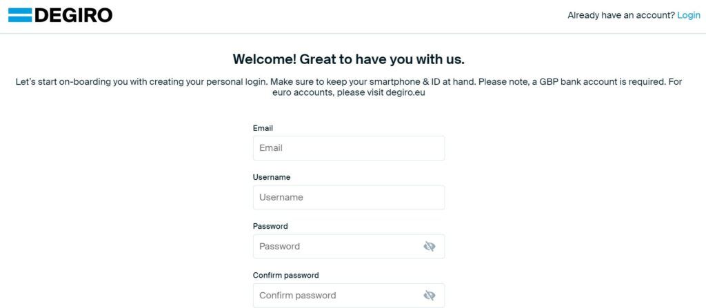 open an account with DEGIRO