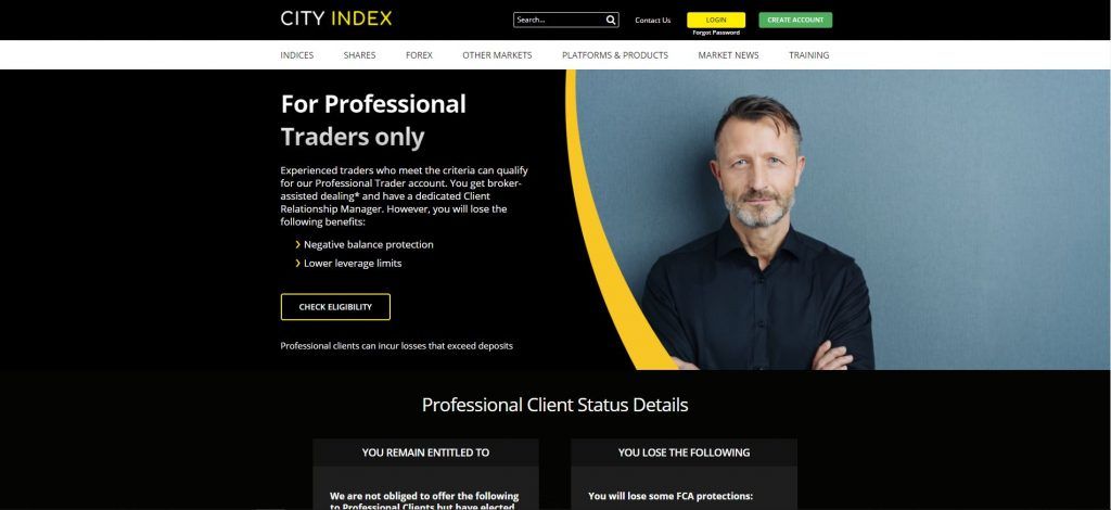 city index professional traders webpage