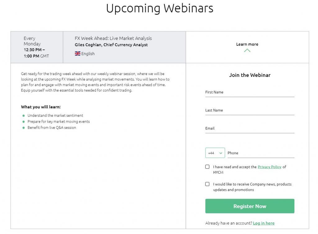 Webinars held by HYCM