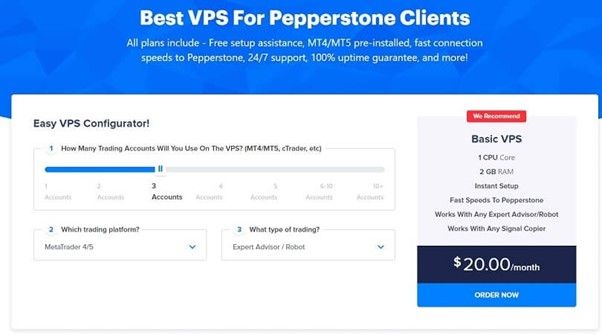 Pepperstone free VPS by NYCS