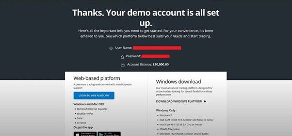 the login details for City Index demo account