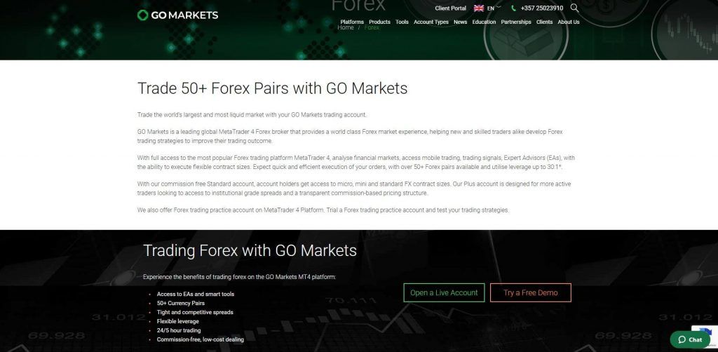 go markets forex trading features