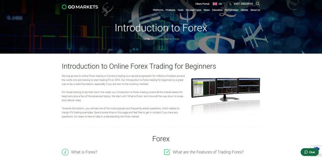 go markets introduction to forex page
