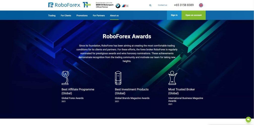 roboforex awards page