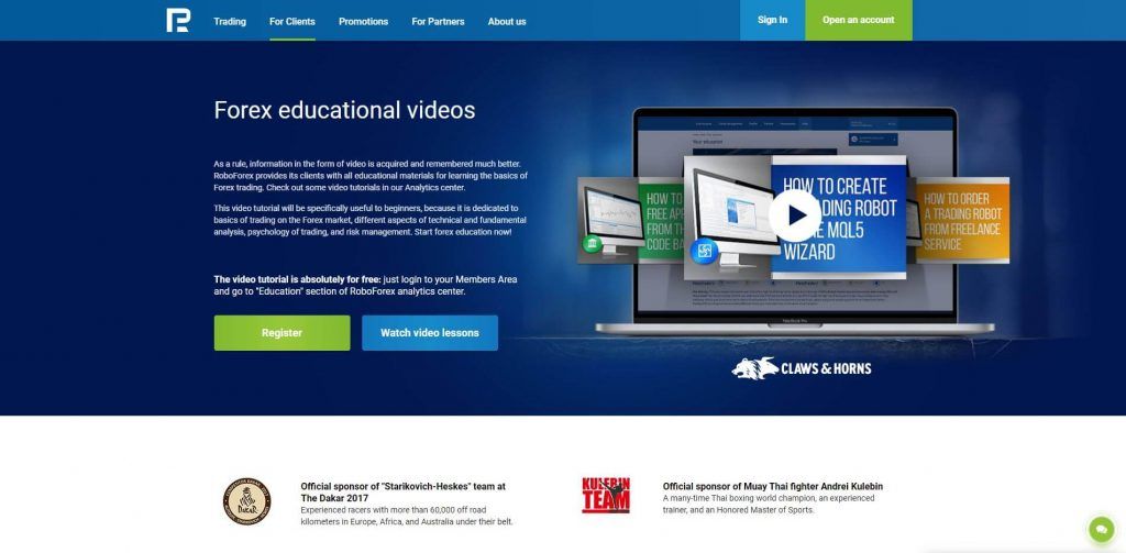 roboforex educational videos page