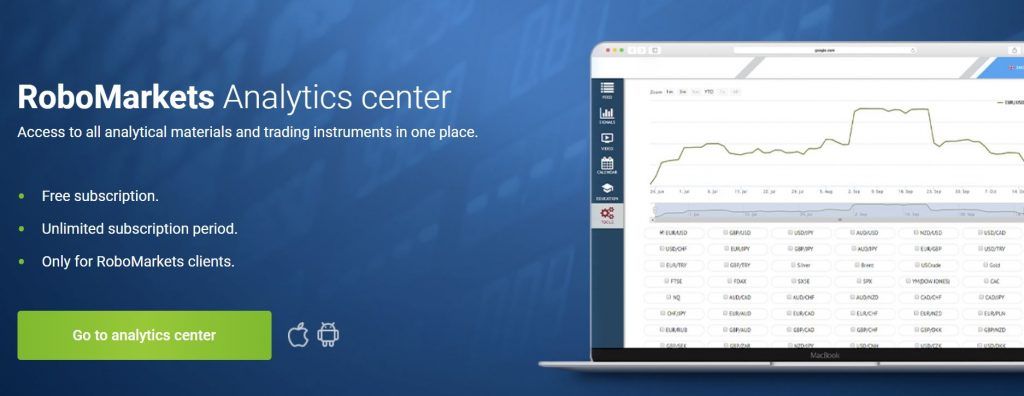 The analytics center provided by RoboMarkets