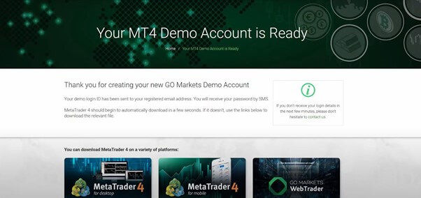 Download you Go Markets MT4 platform