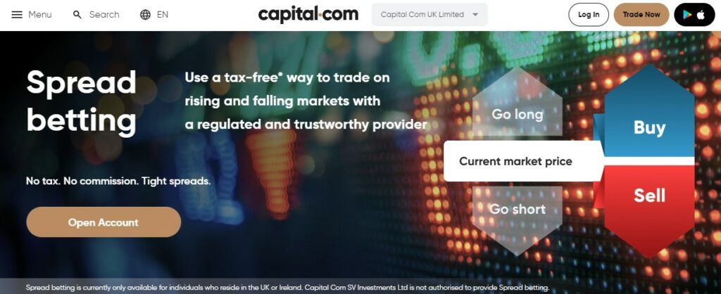 Spread betting account with Capital.com