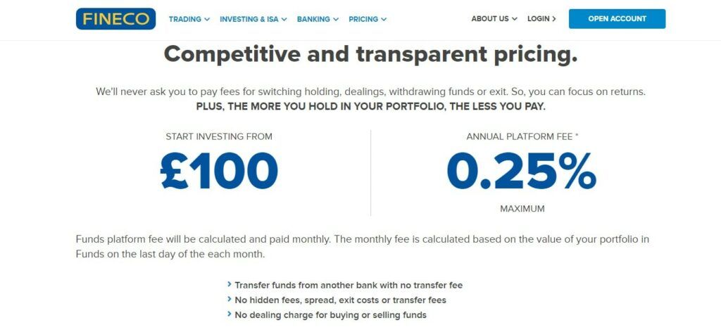 the minimum investment of fineco