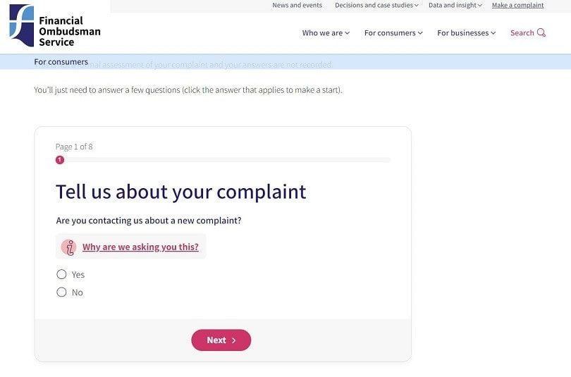 british fos complaint section