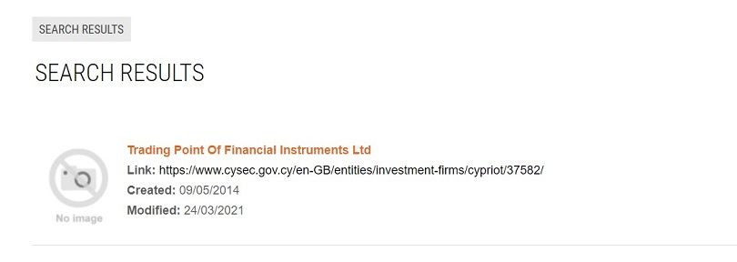 xm search result on the cysec website