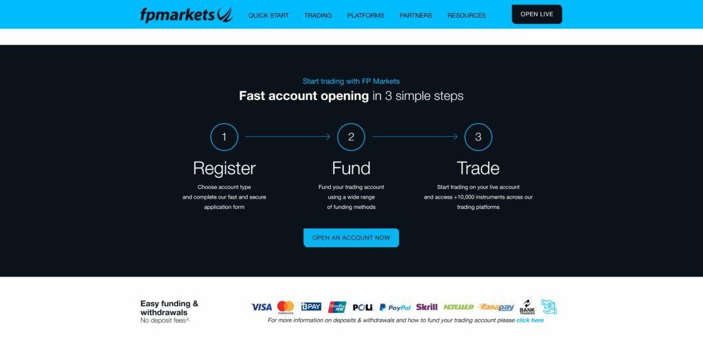 fp markets how to open and fund the account
