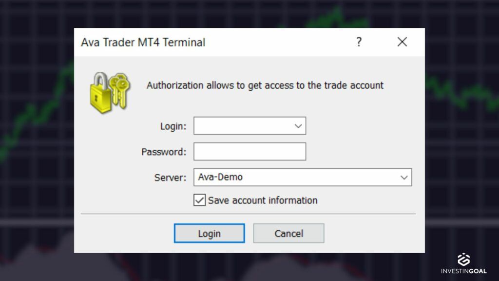 MT4 login details popup